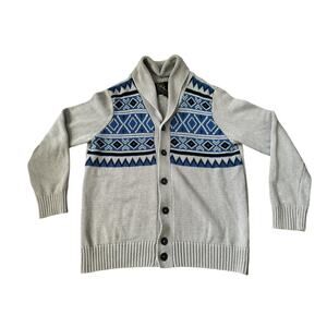 Helix Geometric Mens XL Cowl Neck Knit Cardigan Sweater